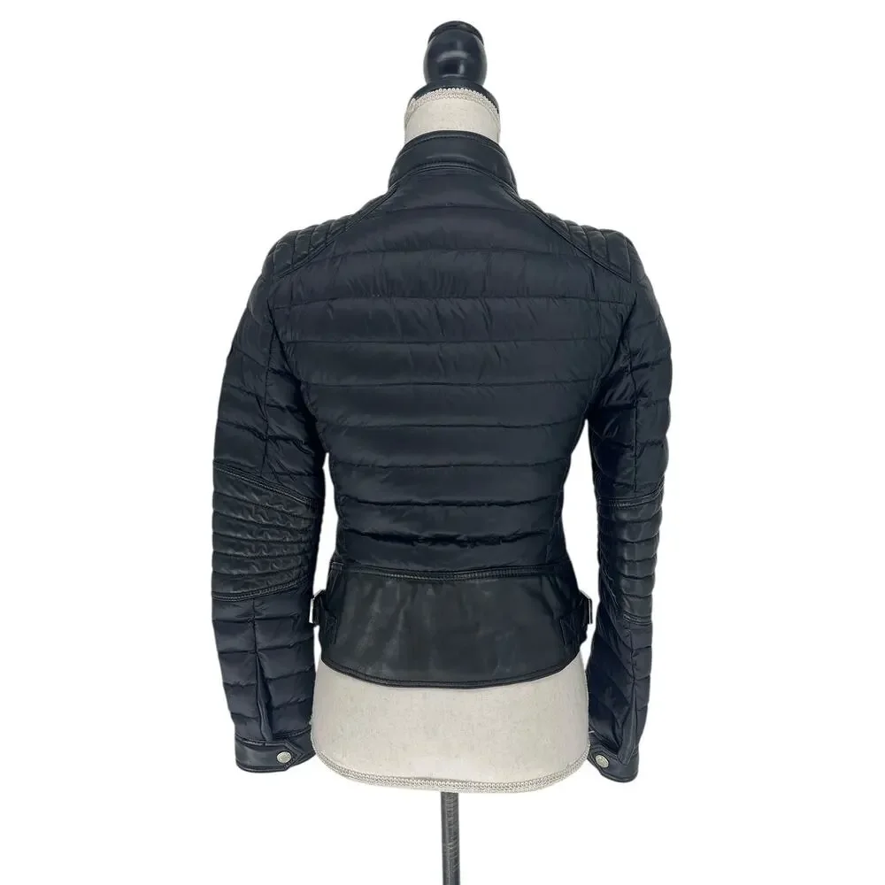 Moncler Citrouille Leather & Down‎ Moto Jacket Size 00 (US XXS)